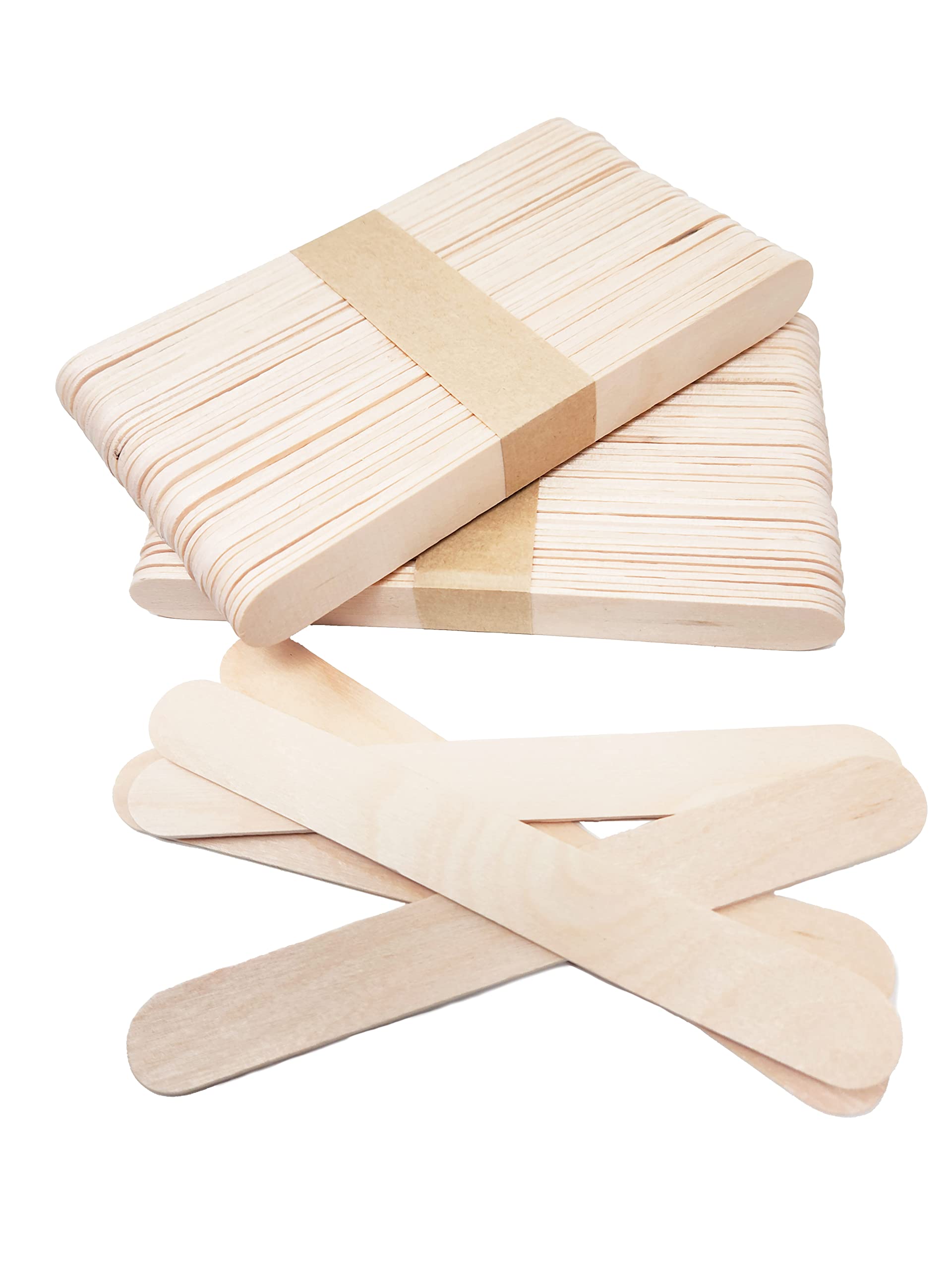 Makerstep 6 Inch Jumbo Wooden Multi-Purpose Wax Sticks 100 Pack. Large Popsicle Sticks, Applicator, Spatulas for Waxing, Ideal for Body, Hair Removal, Craft, Ice Cream Sticks