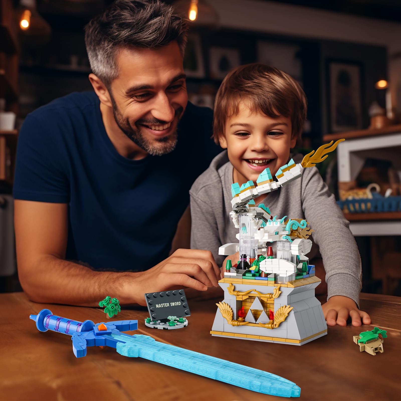 Sillbird Master Schwert Baukasten mit Drache, Hyrule Sammlung Display Modell für Spielefans, leuchtender Klemmbausteinen Meisterschwert, Ideen Geschenke für Kinder ab 8 Jahren (677 Stück) 7
