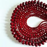 CrzBeadss 780Pcs Briolette Crystal Glass Beads for Jewelry Making, 3-10mm Faceted Red Crystal Beads for Bracelets, Rondelle Glass Beads Bulk for Crafts Wine Charms Wind Chimes Suncatchers