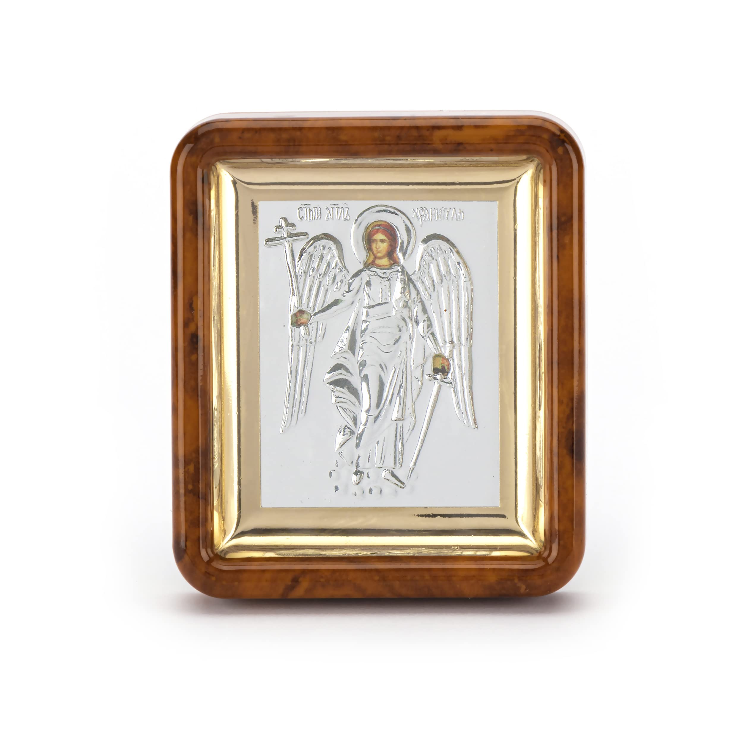 NKlaus 11064 Guardian Angel Icon in Frame with Plexiglass 7 x 6 cm Christian