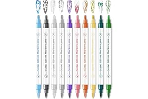 CAHIUYOA 10 Colors Nail Art Pens Set Double - ended 3D Metallic Nail Polish Pens Nail Art Markers Kit Graffiti Dotting Nail Art Drawing Paint Pen for Nail Art Design Home & Salon DIY