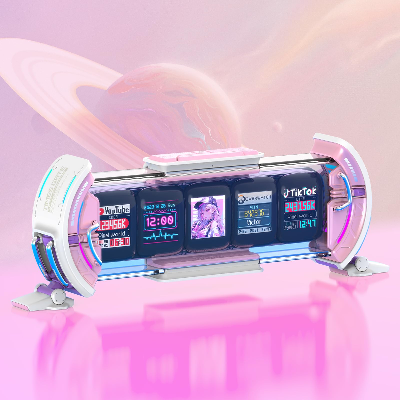 Divoom Times Gate Pixel WiFi Art Display - Digital LED RGB Smart Clock with App Control for Play Room, Office Decoration, High Resolution Color Screen