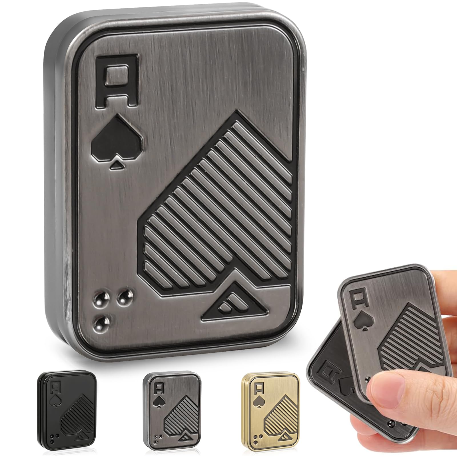 Sunny Power Metal Poker Fidget Slider for Adults, Metal Poker Push Card EDC Fidget Toys, Portable Stress Relief Toy, Magnetic Slider Anxiety Reducer Gift for Boyfriend Sensory Toy for Men and Women