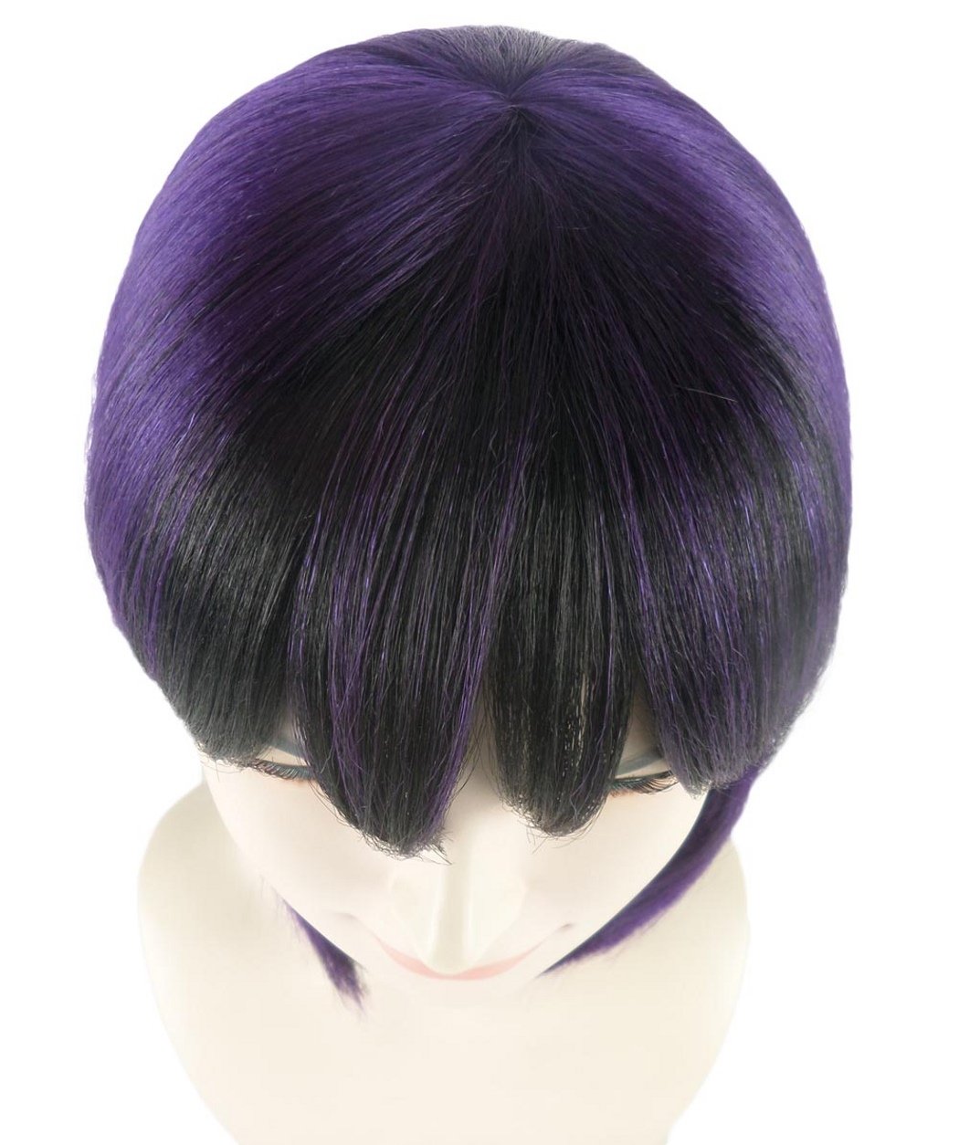 Short Bob Straight Wig with Bangs Purple Hairpiece for Halloween Costume Party Cosplay