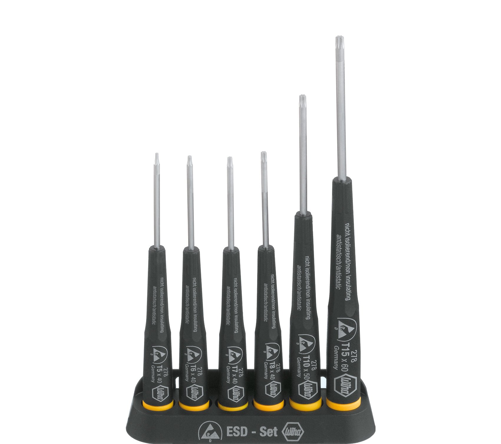 Wiha 278K6 Precision ESD TORX Screwdriver Set, 6 Piece