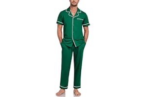 EA'S SECRET Mens Pajamas Set 100% Cotton Soft Button Pajamas for Men Short Sleeve Sleepwear 2 Piece Lounge Pjs Sets