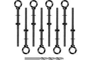 RiaYer 10 Pack Eye Bolt, 1/4” x 4" T316 Stainless Steel Eyebolts, Heavy Duty Shoulder Lifting Ring Threaded Eyebolts with Nuts and Washers HF038B