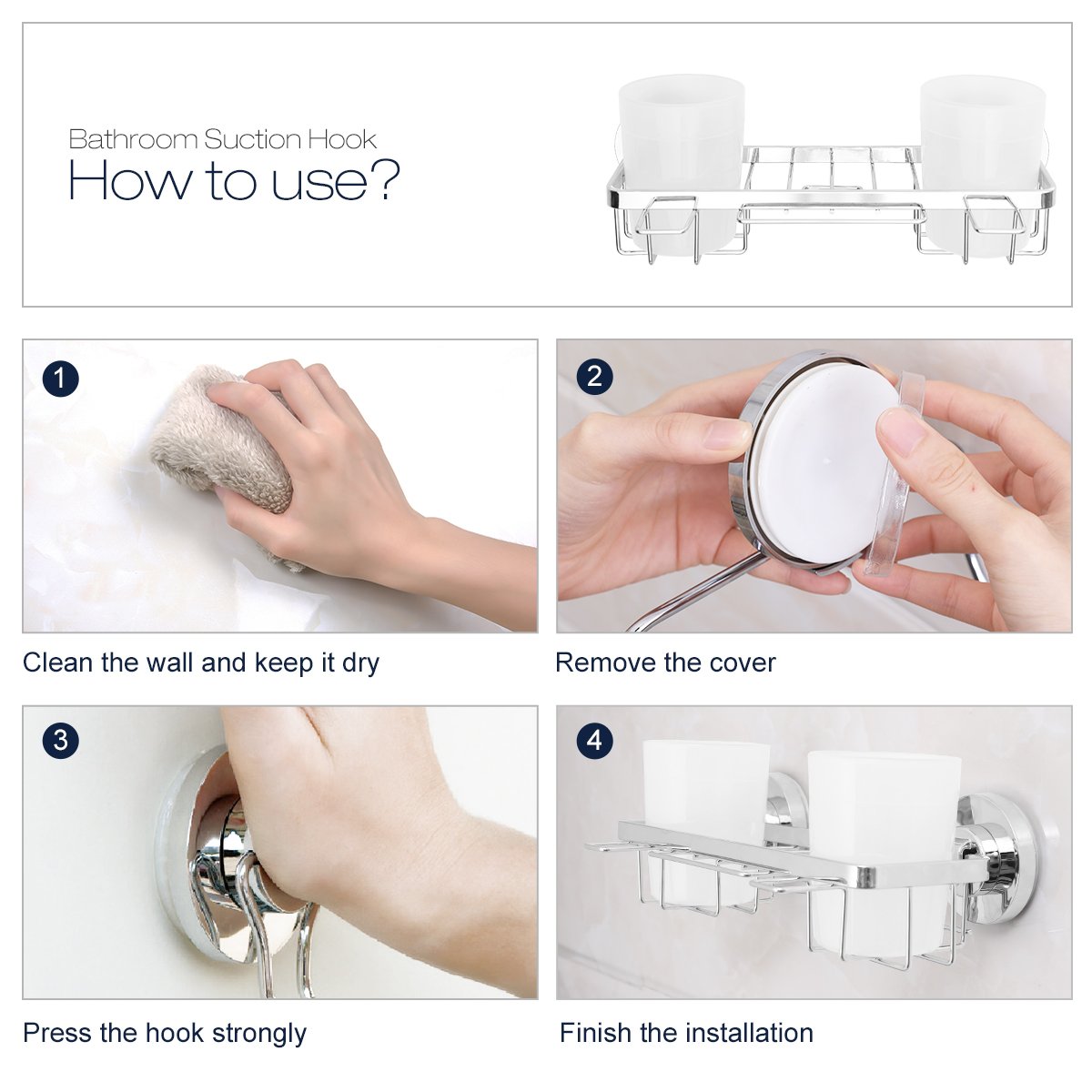 TAILI Portacepillos de Dientes Ventosa Sin Taladro Extraíble Porta