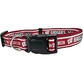 Pets First Collegiate PET Collar NEW VERSION Wisconsin Badgers Dog Collar, Size Medium. Best Sports Team Color for Dogs &amp; Cats. A Shiny &amp; Colorful Dog &amp; Cat Collar Licensed by The NCAA