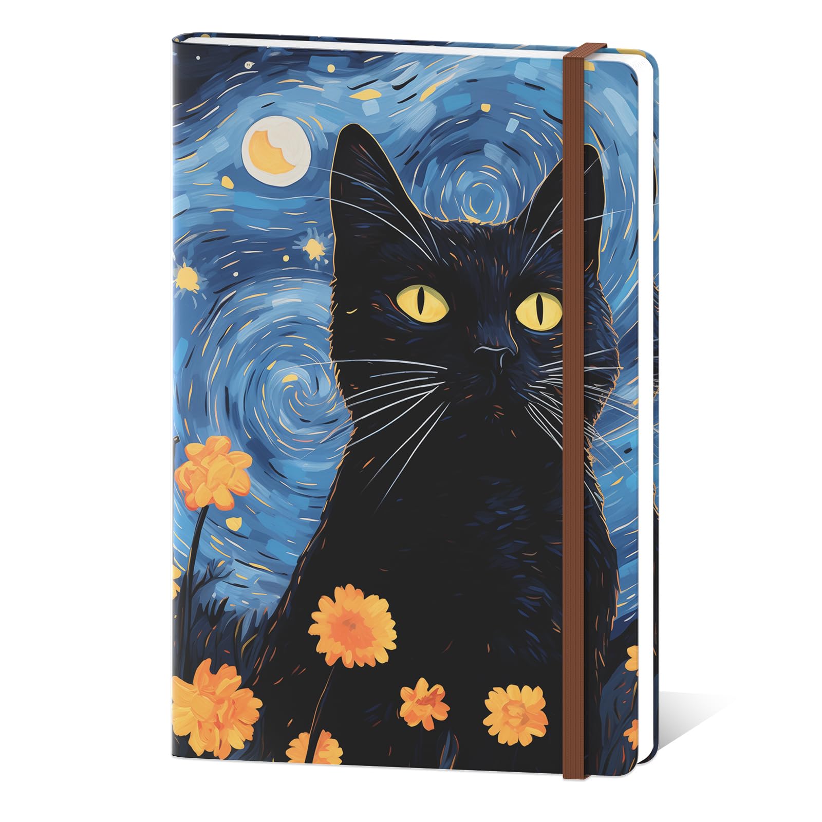 Hnogri Lined Journal Notebook, Hardcover Journal for Women, 160 Pages Thick Paper, Medium 5.7 x 8.4 in, Cute Aesthetic Floral A5 Ruled Notebook for Writing Journaling Work School Office, Stargazer