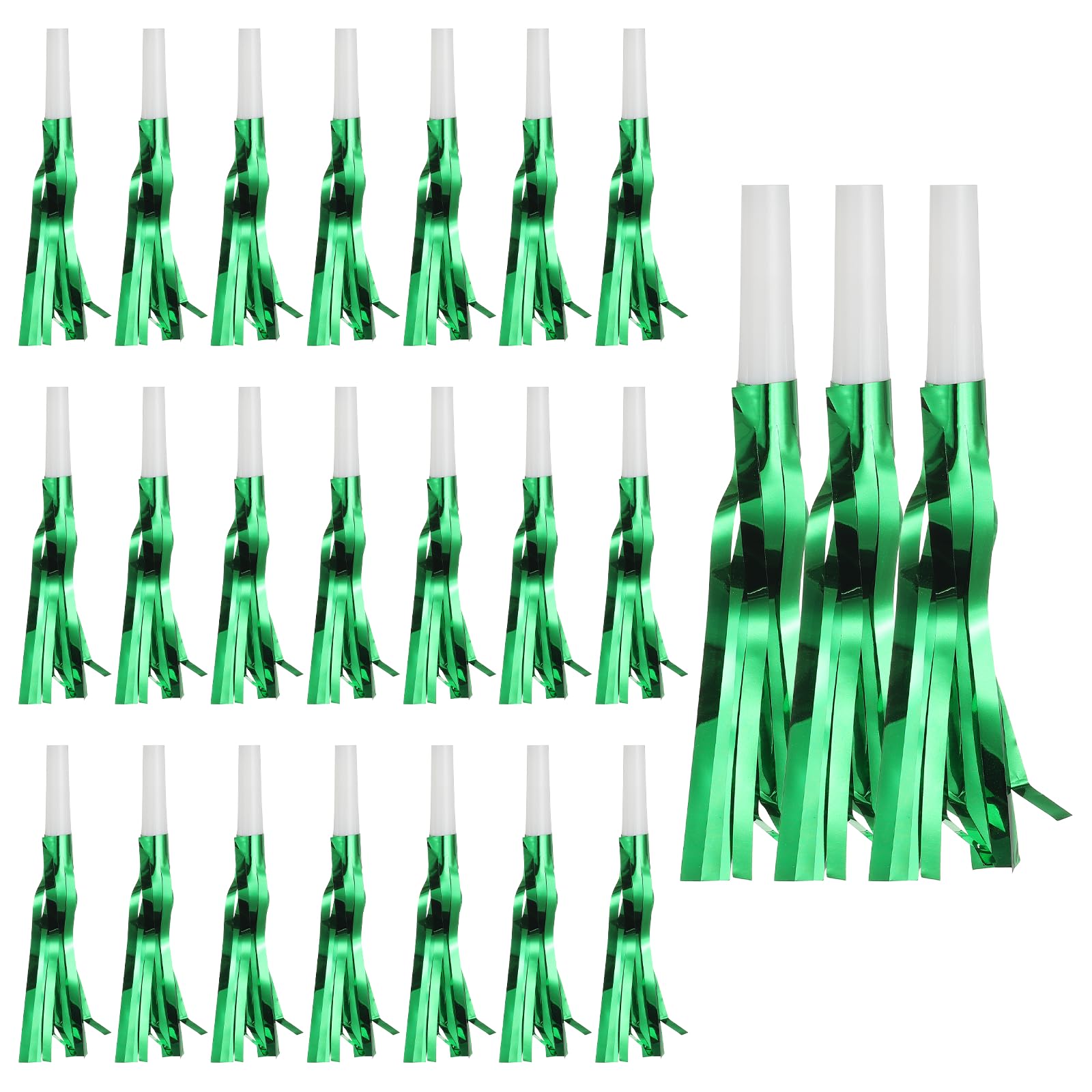 sourcing map 24 Pcs Fringed Noise Makers, Metallic Fringe Party Blowers Party Favors for Sports Events Birthday Parties Graduation Ceremonies Christmas New Year Gift Decorations, Green