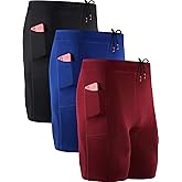 NELEUS Men's 3 Pack Running Compression Shorts with Pockets