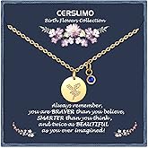 CERSLIMO Birthday Gifts for Her Birth Flower Necklaces, 18K Gold Plated Dainty Birth Month Floral Birthstone Disc Coin Pendant Necklaces | Women Wildflower Jewelry Gifts for Valentines Anniversary