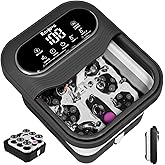 Ranjova Collapsible Foot Spa Electric Rotary Massage, Foot Bath with Heat, Bubble,Temp Control, and 24 Motorized Shiatsu Massage Balls, Pedicure Foot Spa Tub for Stress Relief (Black)