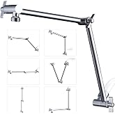 G-Promise 18 Inch Solid Brass Shower Head Extension Arm (Chrome) | Rise or Lower Shower Head, All Metal, Height &amp; Angle Adjustable Extender, Firmly Secure Shower Head, Easy Install