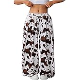 Verdusa Women's Animal Print Baggy Sweatpants Streetwear Wide Leg Barrel Pants