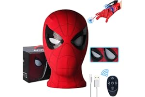 fehfuek Hero Mask Movable Mechanical Eyes With Remote Control Super Hero Full Mask Moving Lenses Cosplay Wearable Mask Homecoming Mask Man For Halloween Christmas Fans Gift