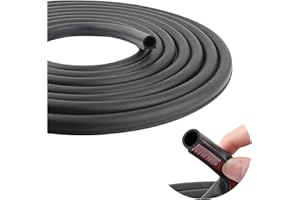 JUNECARP 19.68Ft D-Shape Car Rubber Seal Strip,Automotive Weather Stripping for Sealing Door Hood Trunk Window,Self-Adhesive Soundproof Car Door Seal Strip for Most Vehicles (19.68Ft)