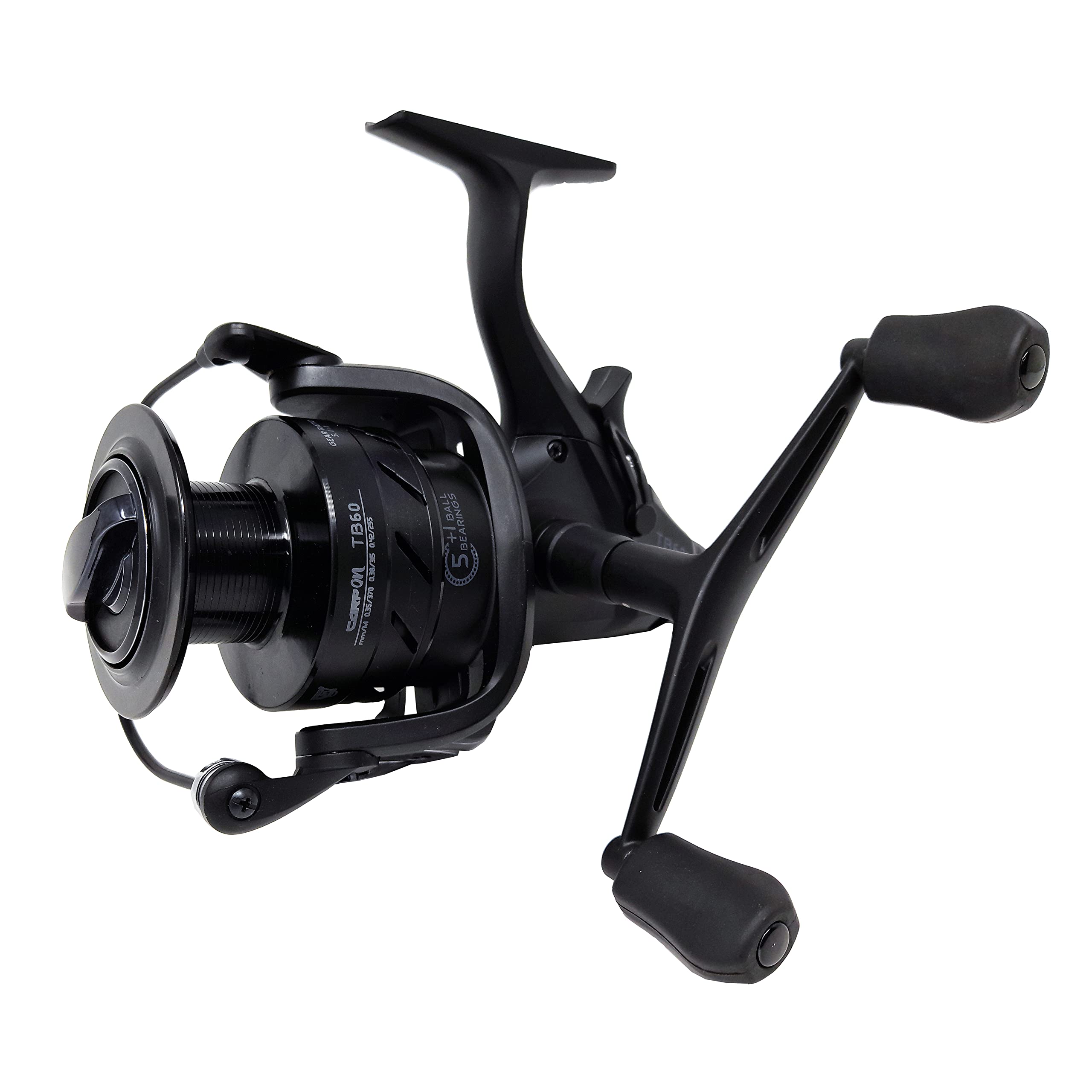 Carp On - TB60 FREESPOOL 6BB Fishing Reel (5 plus 1) Fixed Spool Predator Spinning Reel With Spare Spool - For Pike, Zander, Carp, Bream, Tench [11-0960]