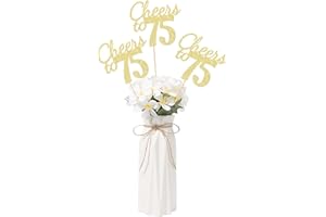 Gexolenu Cheers to 75, 10 Pack Double-Sided Gold Glitter 75th Birthday Centerpieces for Tables, Number 75 Birthday Table Toppers Party Centerpiece Sticks Party Supplies