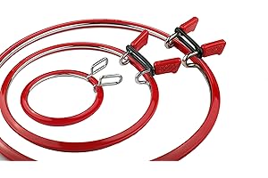 Nurge Premium Quality, Metal Spring Tension Embroidery Hoops, Cross Stich Hoop, Darning Hoops, Embroidery Tension Shed (Red, Siz Mix)