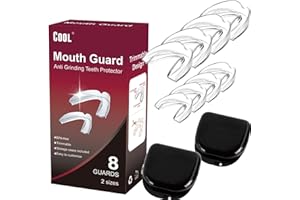 COOL TEETH WHITENING Cool Mouth Guard for Grinding Teeth at Night Guards for Teeth Grinding Mouth Guard for Teeth Clenching, 8 Pcs Bite Guard for Teeth Clenching Nighttime, 2 Sizes, BPA Free, 2 Retainer Cases Included