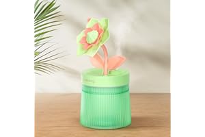 CERROTA Cute Flower Mini Humidifier, 260ml Gardenia Desktop Humidifiers for Bedroom, Portable Small Cool Mist Humidification for Home, Baby Nursery, Office & Indoor Plants, USB Powered (Green)