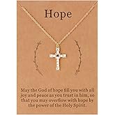 Lcherry Cross Necklace for Women, 18k Gold-plated Cubic Zirconia Hope Cross Pendant Necklace Christian Baptism Confirmation Gifts for Women