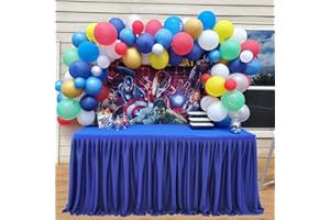 Albassa Polyester Table Skirt for Rectangle Tables Wrinkle Resistant Pleated Ruffle Table Cloth for Banquet, Wedding, Baby Shower, Display Gift Dining Table (Royal Blue, 6ft, 72in(L) X30in(H))