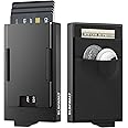 Slimwalt Wallet for Men with Smart Card Slot - Holds 10-20 Cards, RFID Blocking Card Holder with Elastic Pocket for Cash and Coins, Minimalist Mens Wallet, Metal Pop Up Wallets, Gifts for Men Black