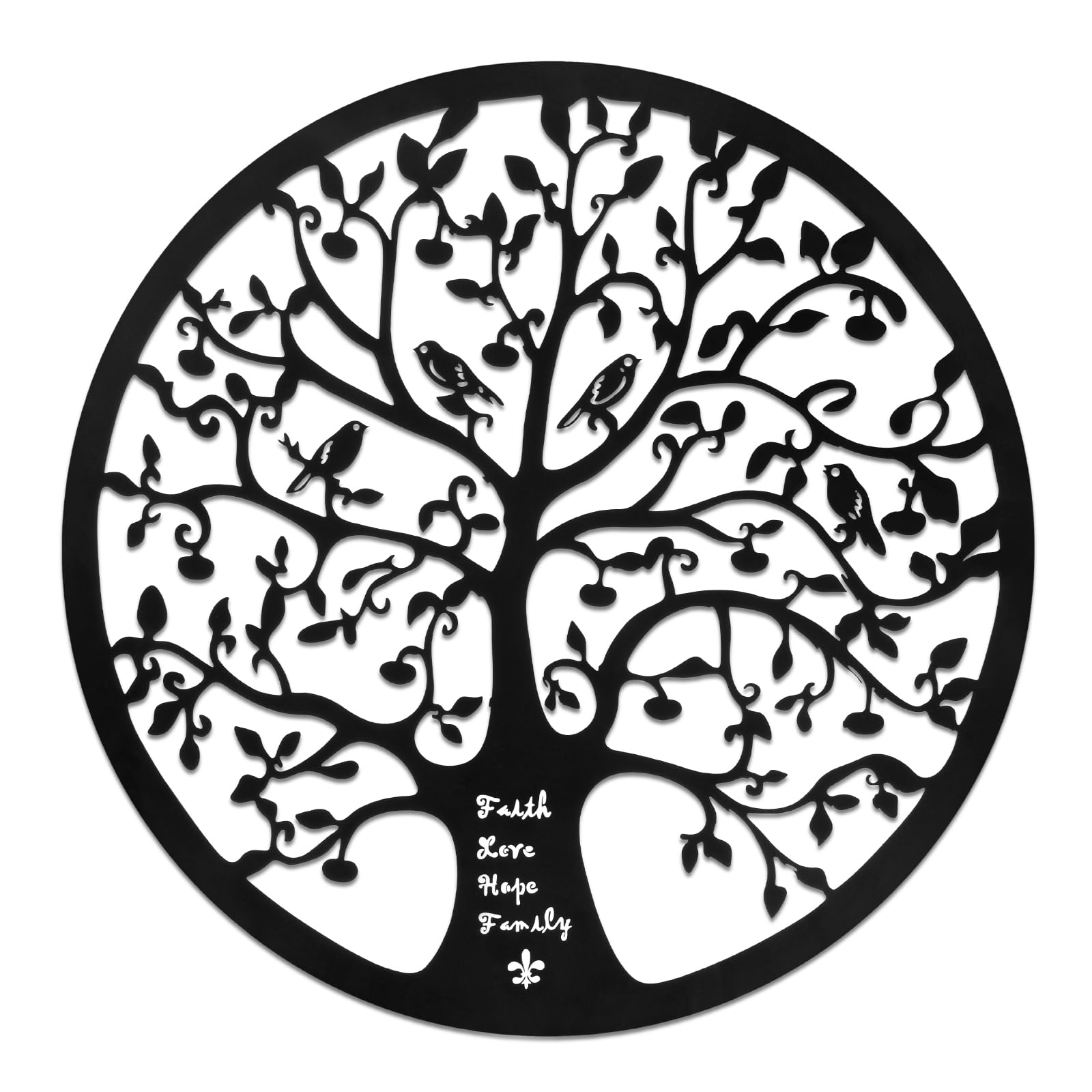 30cm Metal Tree of Life Wall Art Decor Faith Love Hope Family Tree of Life Wall Hanging Home Garden Decoration Sculpture Ornaments for Indoor Ourdoor