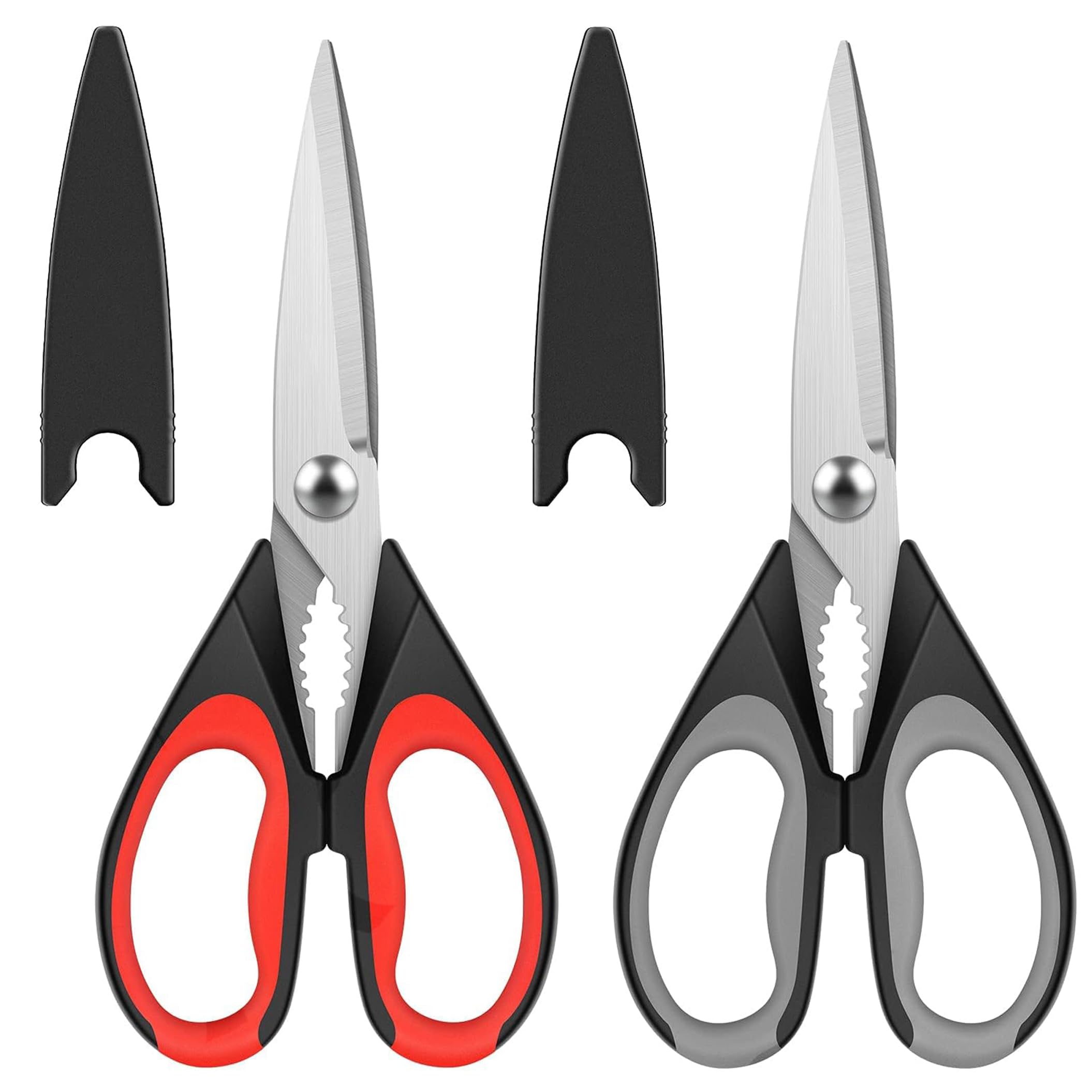 Kitchen Shears, 2-Pack Heavy Duty Kitchen Scissors, Stainless Steel Kitchen Shear with Cover, Dishwasher Safe Cooking, Multipurpose Stainless Steel Sharp Utility Food for Chicken