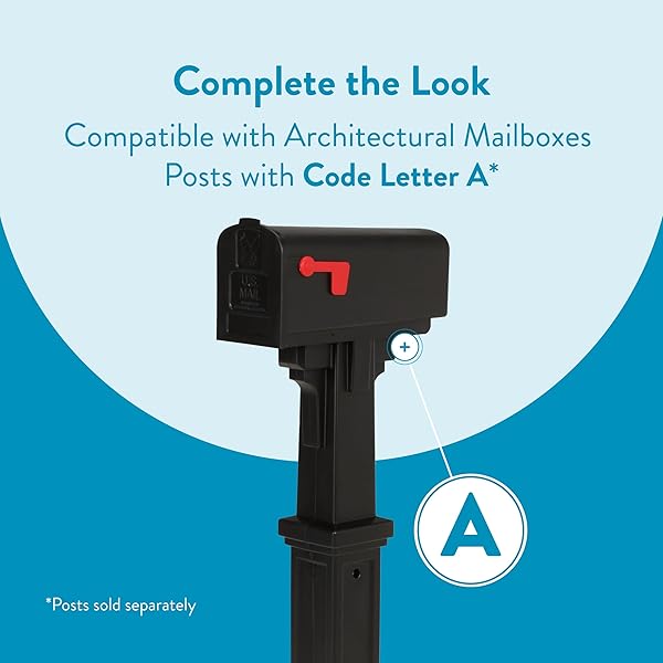 ARCHITECTURAL MAILBOXES PARSONS MEDIUM CAPACITY, PLASTIC POST MOUNT MAILBOX, BLACK