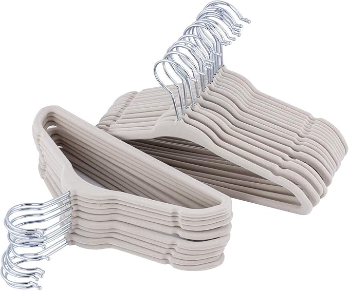 ETAOLINE Children's Hangers Beige Velvet Clothes Hangers for Kids Baby