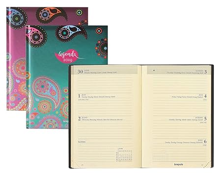 Brepols Wochenkalender, Januar bis Dezember 2019, Motiv Paisley, 17 x 22,5 cm, zufällige Motive