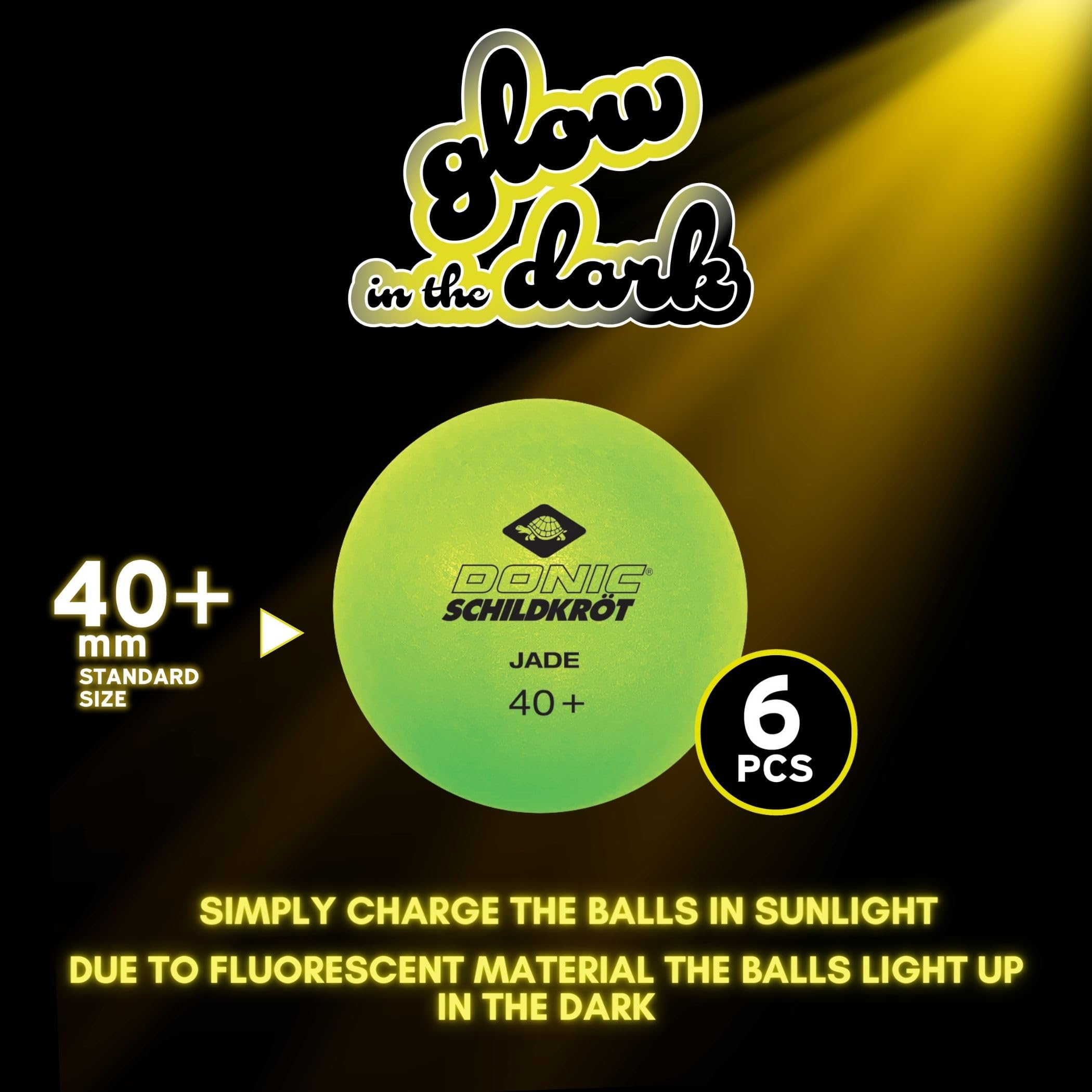 Donic-Schildkröt Tischtennisbälle Glow in the Dark, 6 Bälle für das Spiel bei Dämmerung und Dunkelheit 2