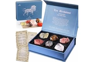 Faivykyd Leo Crystal Birthday Gift, Zodiac Sign Stones, Natural Healing Crystals with Horoscope Box, Astrology Gifts for Women Sister