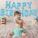 TONIFUL 16 Inch Happy Birthday Foil Letter Balloons Banner Light Blue view 4