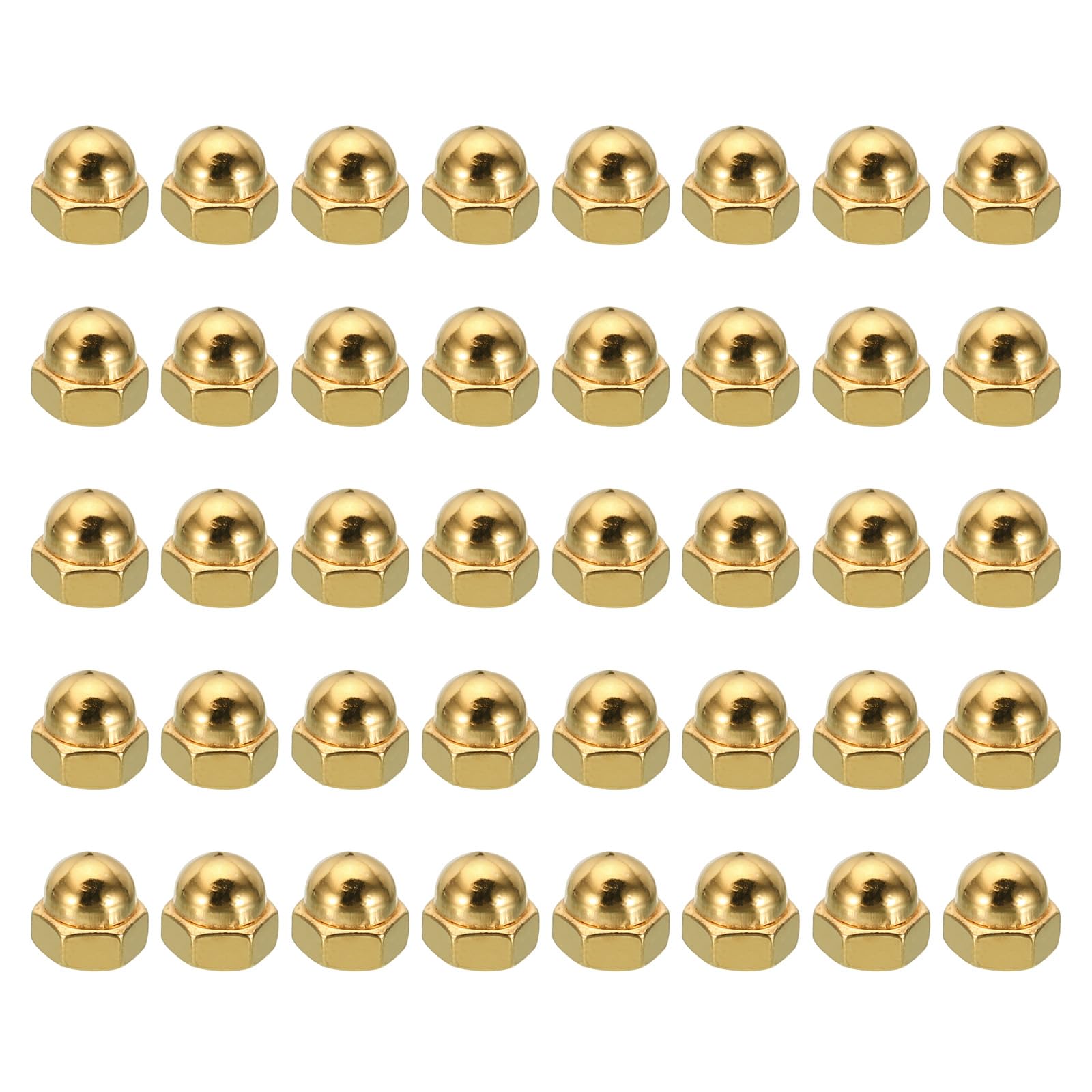 PATIKIL M4x0.7 Acorn Hex Bolt Covers, 80 Pcs Dome Head Carbon Steel Hexagon Decorative Cap Nuts for Home Repair, Industrial Equipment Fasteners, Gold Tone