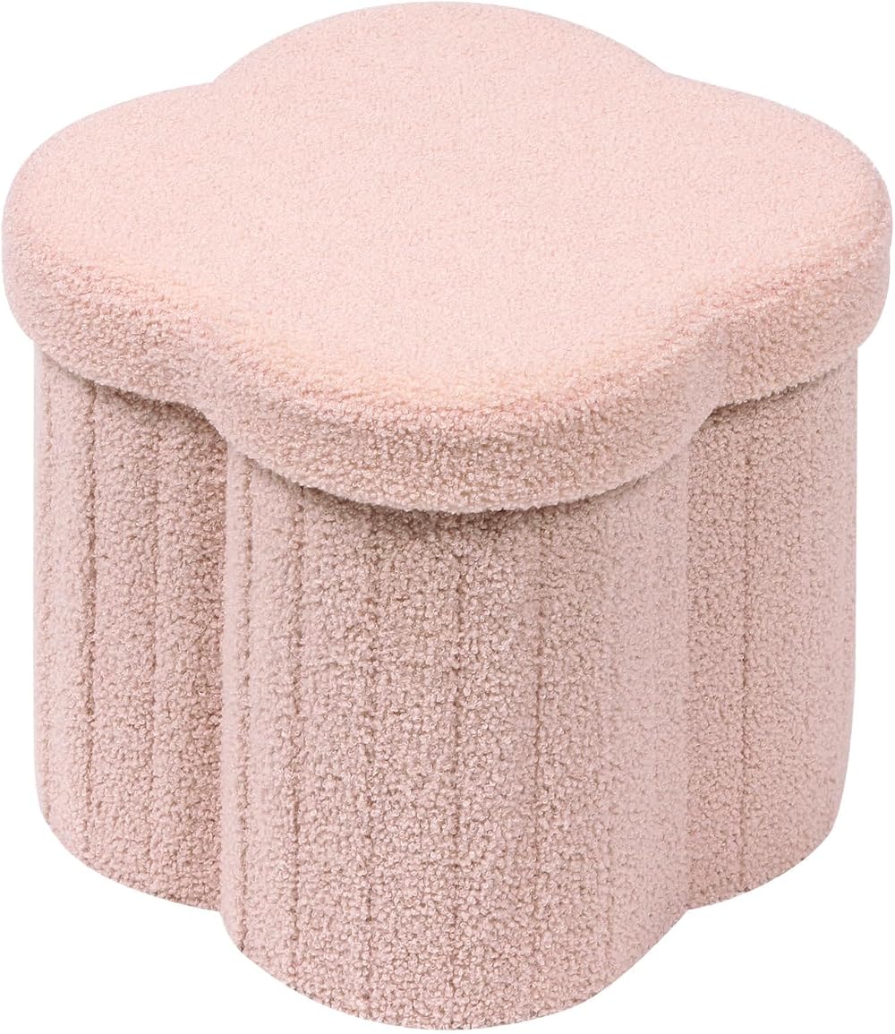 Bonlife Pink Ottoman Storage Box Folding Seat 32cm Toy Chest Pink Flower