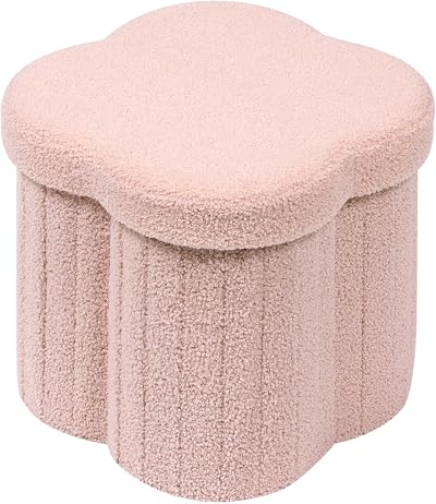 Bonlife Pink Ottoman Storage Box Folding Seat 32cm Toy Chest Pink Flower