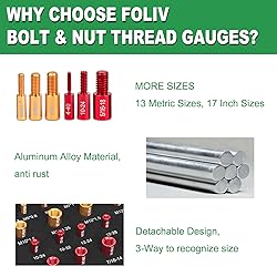 FOLIV Nut and Bolt Thread Checker, 30PCS Thread