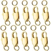 Gold Lobster Claw Clasps for Jewelry Making - Jump Rings for Jewelry Making | 10PCS Gold Clasp-Jewelry Clasps Jump Rings for Jewelry Making Lobster Claw Clasps for Necklace Bracelet Clasps and Closures