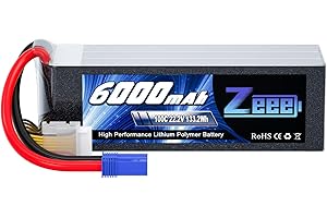 Zeee 22.2V 100C 6000mAh 6S Lipo Battery with EC5 Connector RC Battery for RC Car Truck RC Airplane Helicopter Quadcopter Boat