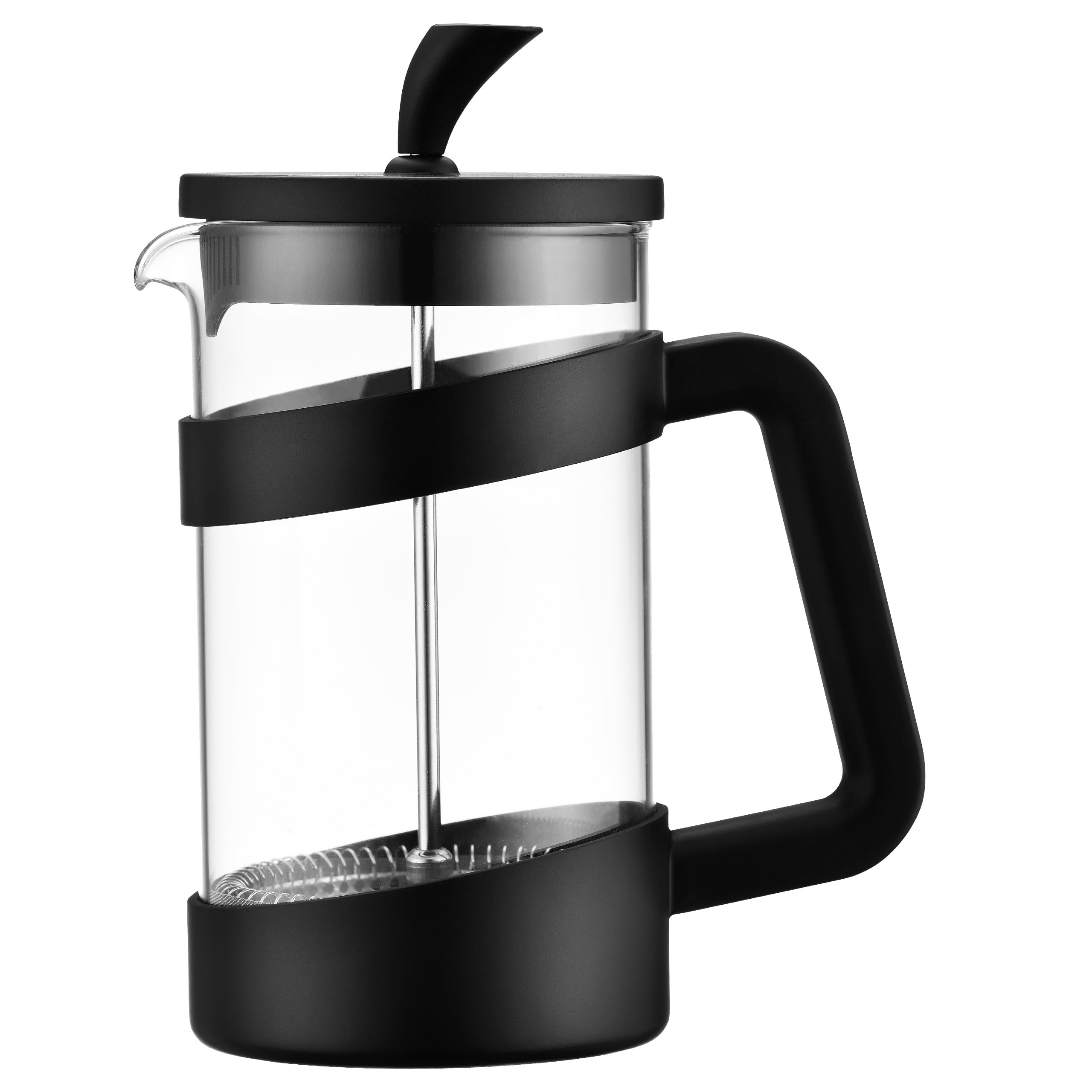 Café Olé Style Cafetière, 1 Litre 3 Cup Plastic and Glass French Press Coffee Maker, Black, VMP-10F