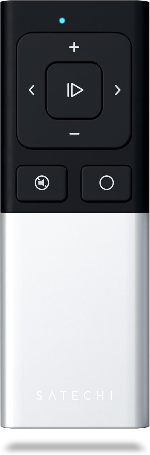 Satechi Aluminum Wireless Multi-Media & Presenter Remote Control - Compatible with 2019 MacBook Pro, 2018 MacBook Air, 2019 iPad/2018 iPad Pro, iPhone 11 Pro Max/11 Pro (Aluminum Silver)