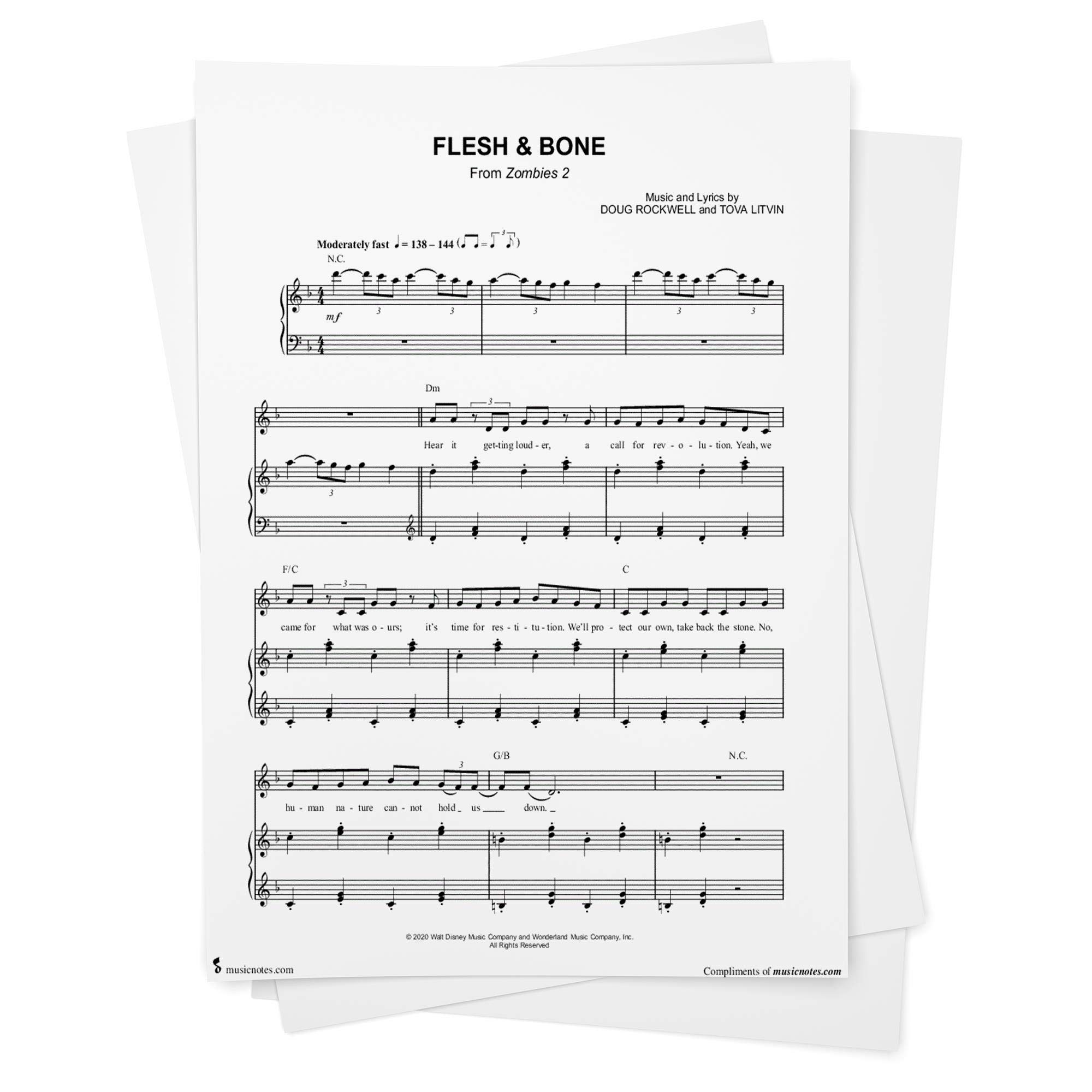 Amazon Com Flesh Bone Sheet Music From Zombies 2 Piano Vocal Chords Singer Pro From Musicnotes Zombies 2 Tova Litvin Libros