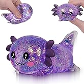 Puffwize Axolotl Squishy Toy, Cute Slow Rising Fidget Toy for Stress Relief, Soft Squeeze Sensory Toy for Kids and Adults, Handheld Stress Ball for Anxiety and Focus(Purple)
