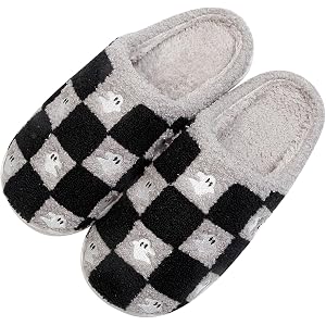Animal Pattern Slippers - Hello Cat, Bear, Moose & Love Designs - Comfy Memory Foam Plush Cloud Slippers for Couples & Indoor