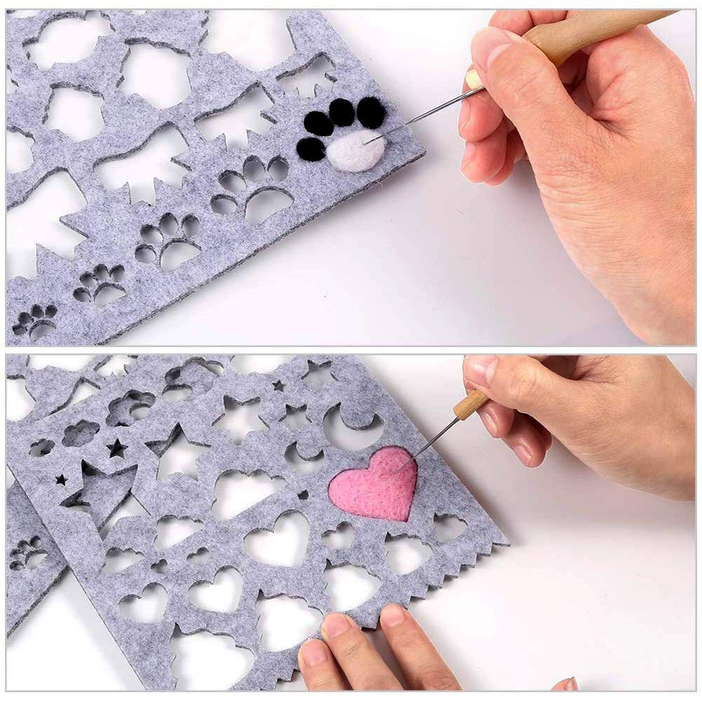 15pcs and Handle Wooden 1pc Tool Craft Embroidery Hand Beginner Stencil